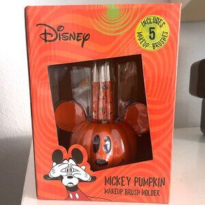 🎃 Disney Mickey Pumpkin Makeup Brush Holder + 5 Makeup Brushes